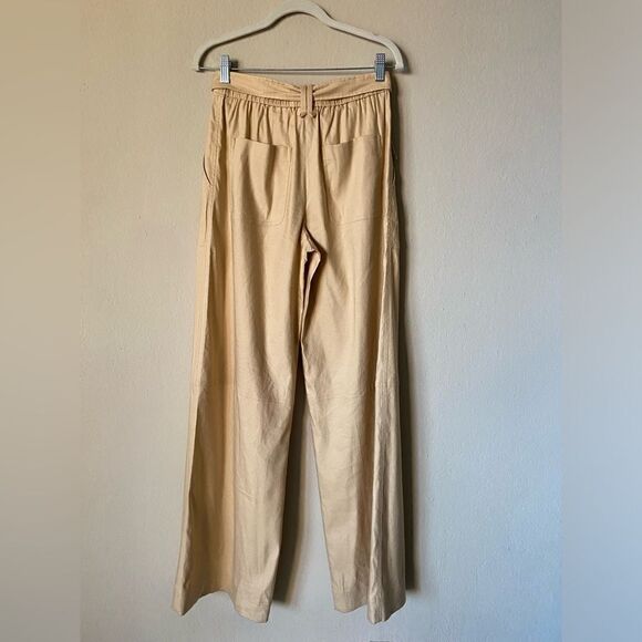 Jonathan Simkhai Amaya Cream Tan Pants Wide Leg Belted Size 0 - Picture 7 of 10